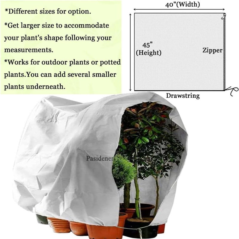 Pasidener Plant Covers Freeze Protection 3 Packs 45" x40" 2.2oz Tree Covers Frost Plant Covers Freeze Cloth for Outdoor Plants with Zipper Drawstring - Image 3